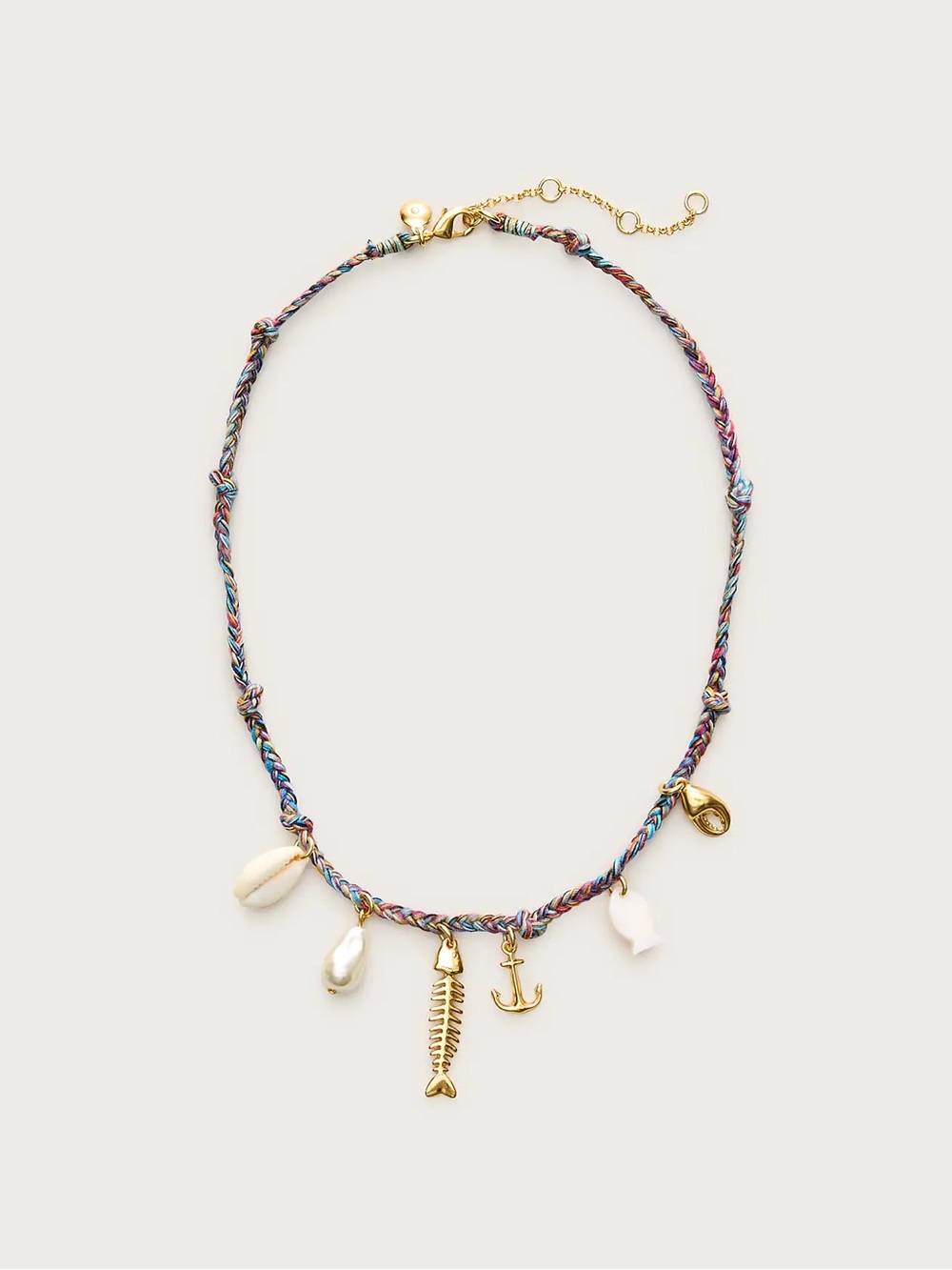 NWT J.Crew Braided Fishbone Coastal Charm Necklace